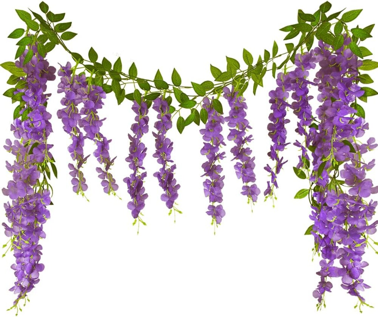 2 Pcs Wisteria Hanging Flowers Vines Purple Wisteria Flowers Vine Garland Artificial Wisteria Vines Hanging Flower Silk